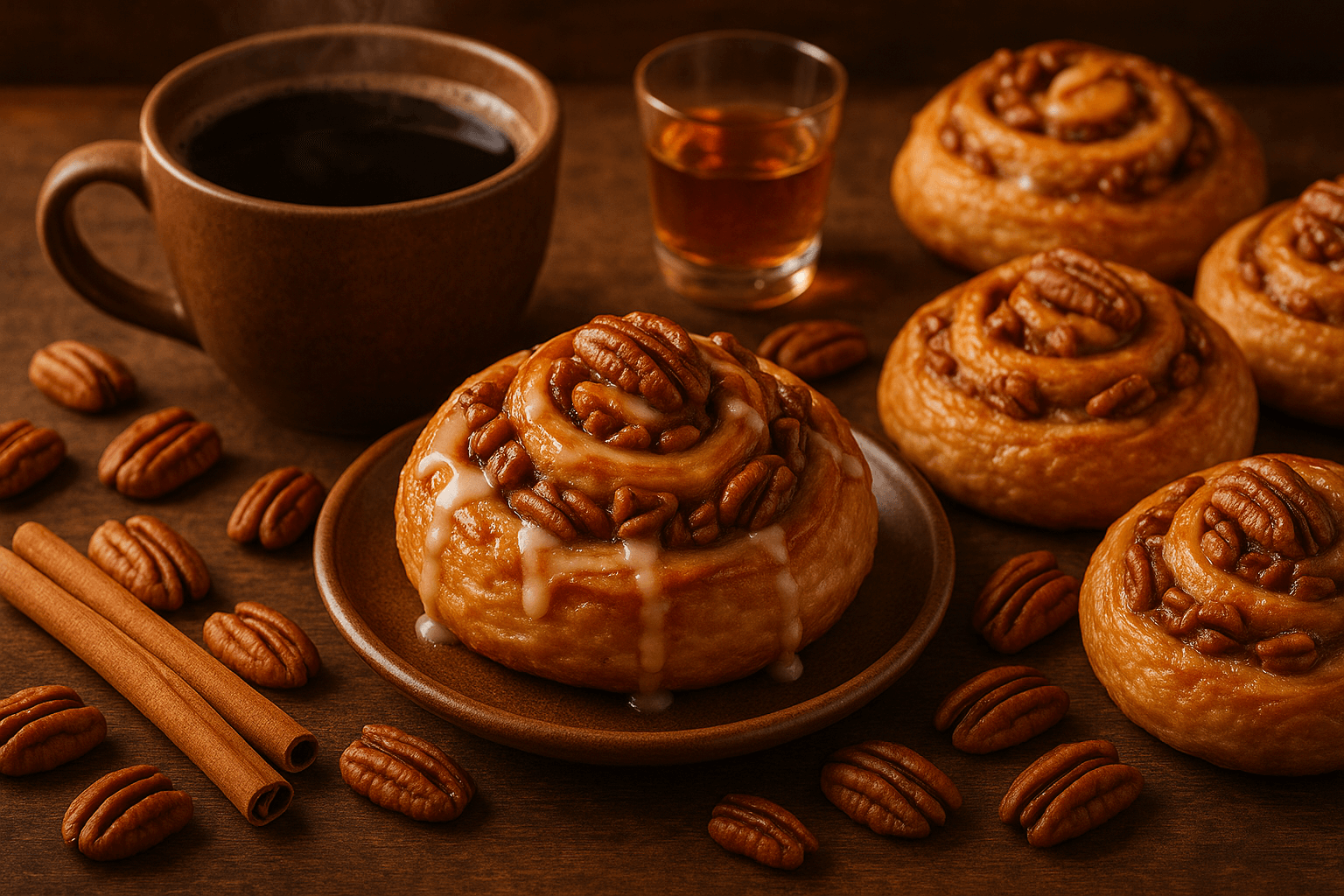 Cinnamon Rum Pecan  and Coffee