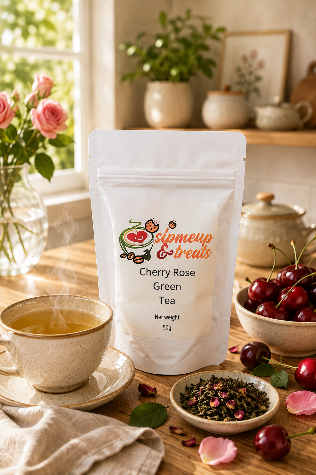 Cherry Rose Green Tea