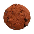 Red Velvet Chocolate Chip cookie, soft and fluffy with chocolate cocoa, available for a limited time.