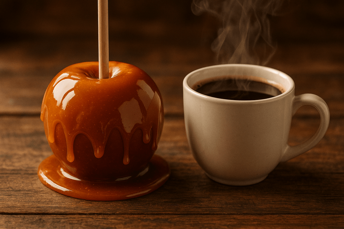 Caramel Apple and cup of Coffee