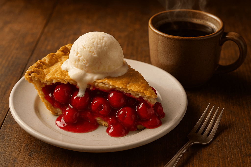 Cherry Pie Ala Mode and Coffee