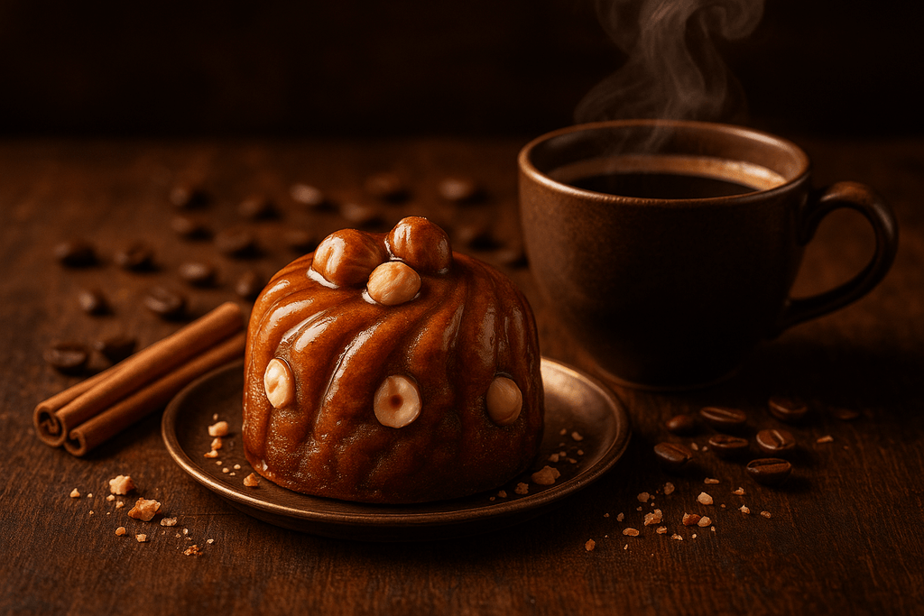 Cinnamon Hazelnut Praline with cup of coffee Coffee