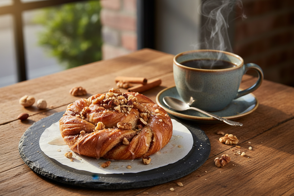 Cinnamon Nut Danish and Coffee