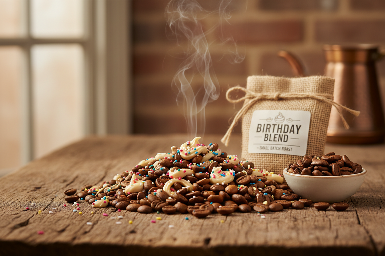 Birthday Cake Flavored Coffee – Sweet Vanilla & Festive | Fresh Roasted Specialty Coffee