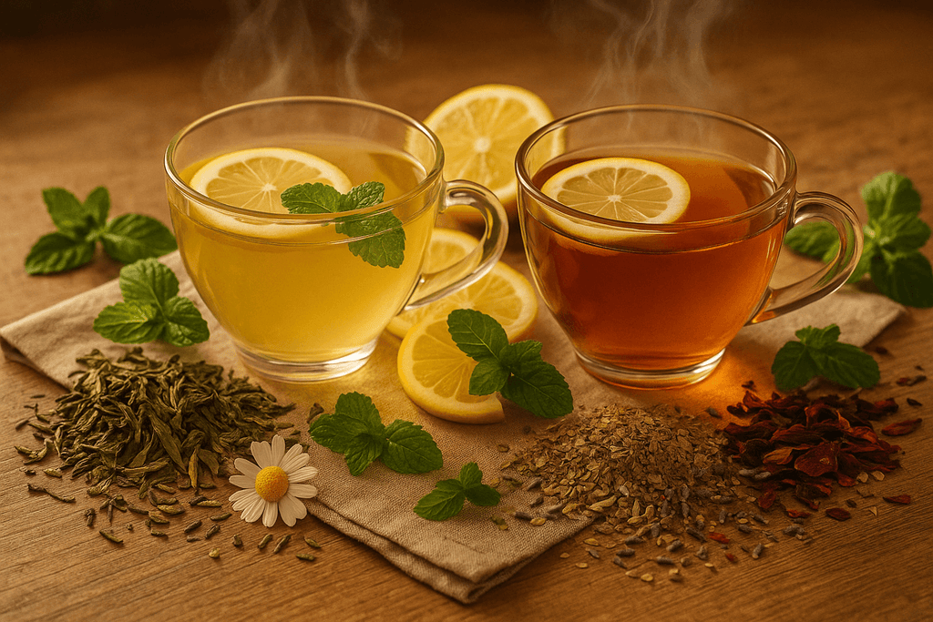 Lemon Green Tea, Lemon Mate, and other herbals