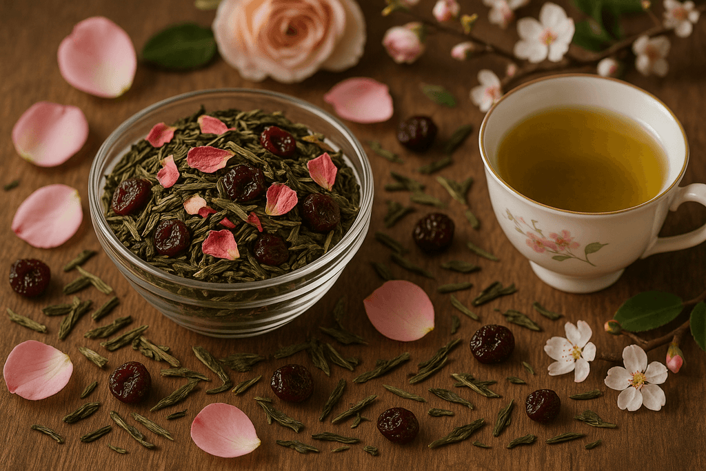 Organic Cherry Rose Green Flavored Tea