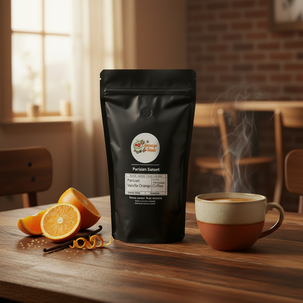 Parisian Sunset Vanilla Orange Coffee Lifestyle - White Label